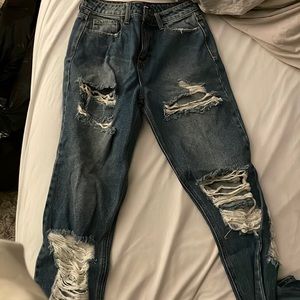 Fashion nova double sided ripped jeans
